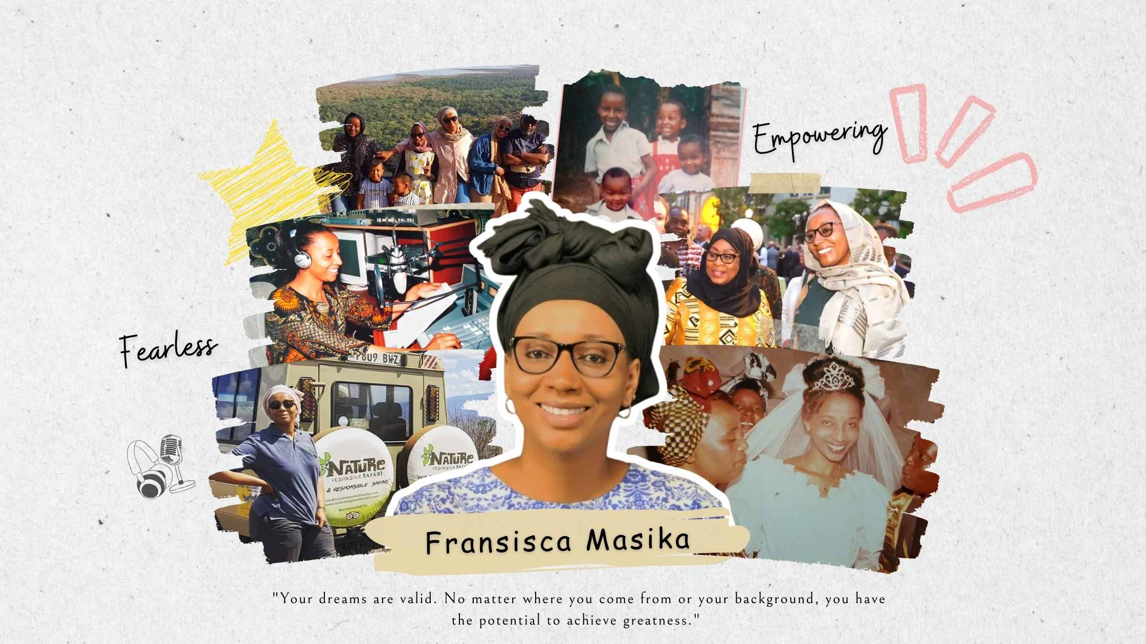 Pictures of Fransisca Masika from Nature Responsible Safari, Tanzania and her journey in hospitality industry