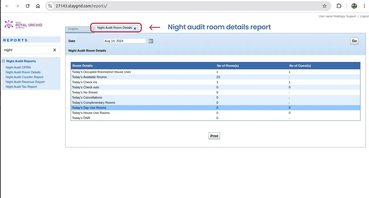 night audit room details report